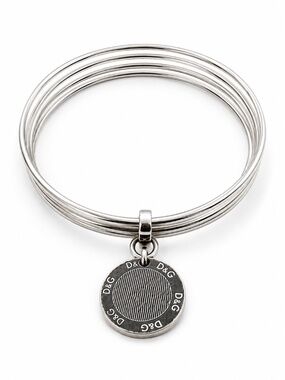 Dolce & Gabbana Silver Bangle Bracelet with Charm